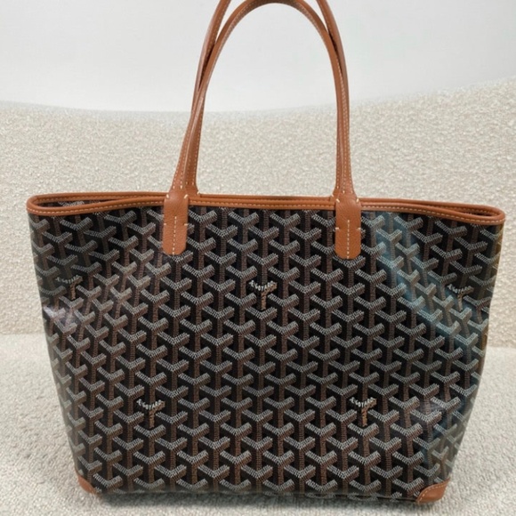 Authentic Goyard Artois MM Tote Bag Black Tan - Picture 2 of 15